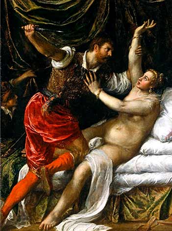 The rape of Lucretia by Sextus Tarquinius, son of Lucius Tarquinius Superbus. (Titian / Public domain)