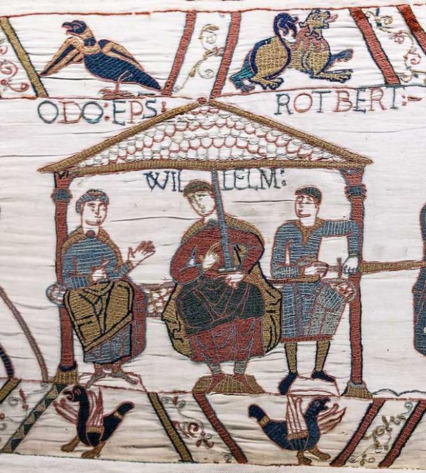 The three sons of Herleva: Bishop Odo on the left, William in the center and Robert on the right. (Public domain)
