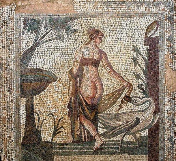 A mosaic depicting Leda and the swan, circa third century AD, from the Sanctuary of Aphrodite, Palea Paphos; now in the Cyprus Museum, Nicosia. (Public Domain)