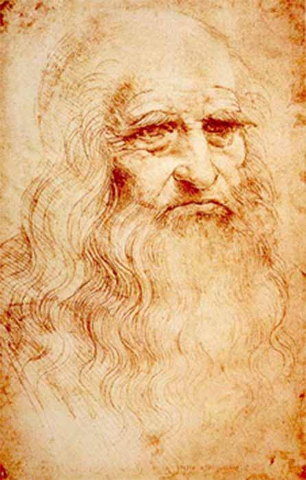 Presumed self-portrait of Leonardo (c. 1510) at the Royal Library of Turin, Italy 