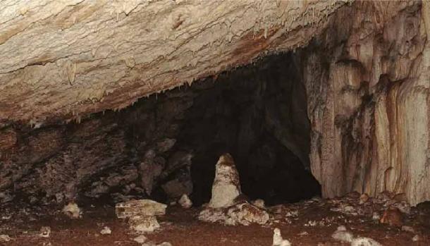 The archaeologists discovered an unknown cavern deep in the back of the Nakovana cave. Around what they believe to be an ancient ritual site with a stalagmite, they found artifacts which are part of the Nakovane zodiac. (Staso Forenbaher)