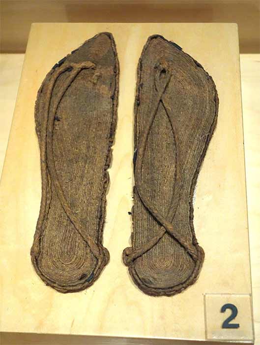The oldest known oral version of the Cinderella story is the ancient Greek story of Rhodopis, a Greek courtesan who married an Egyptian king. Pair of ancient sandals from Egypt (CCO)
