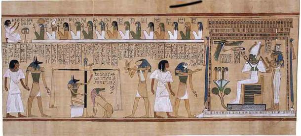 In order to reach the afterlife, the dead body needed to be preserved. During judgment their heart would be weighed and compared against a feather of Maat, and the righteous would be welcomed into Aaru, the heavenly paradise ruled by Osiris, the god of the afterlife. (Public domain)
