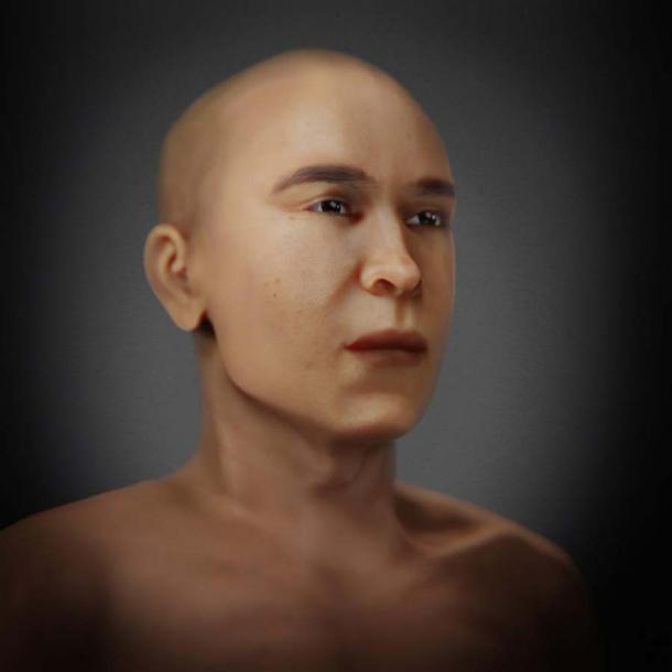 Side view of the facial reconstruction of Mummy KV55. (FAPAB Research Center)