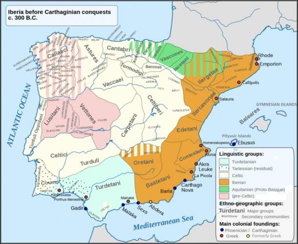 Main language areas, people and tribes in the Iberian Peninsula (c. 300 BC) (CanBea87 /CC BY-SA 4.0)