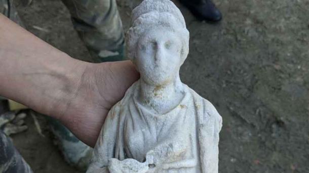 A marble statue of Hygeia, deity of health and daughter of Asclepius, the healing god, discovered at the site. (Municipality of San Casciano dei Bagni)
