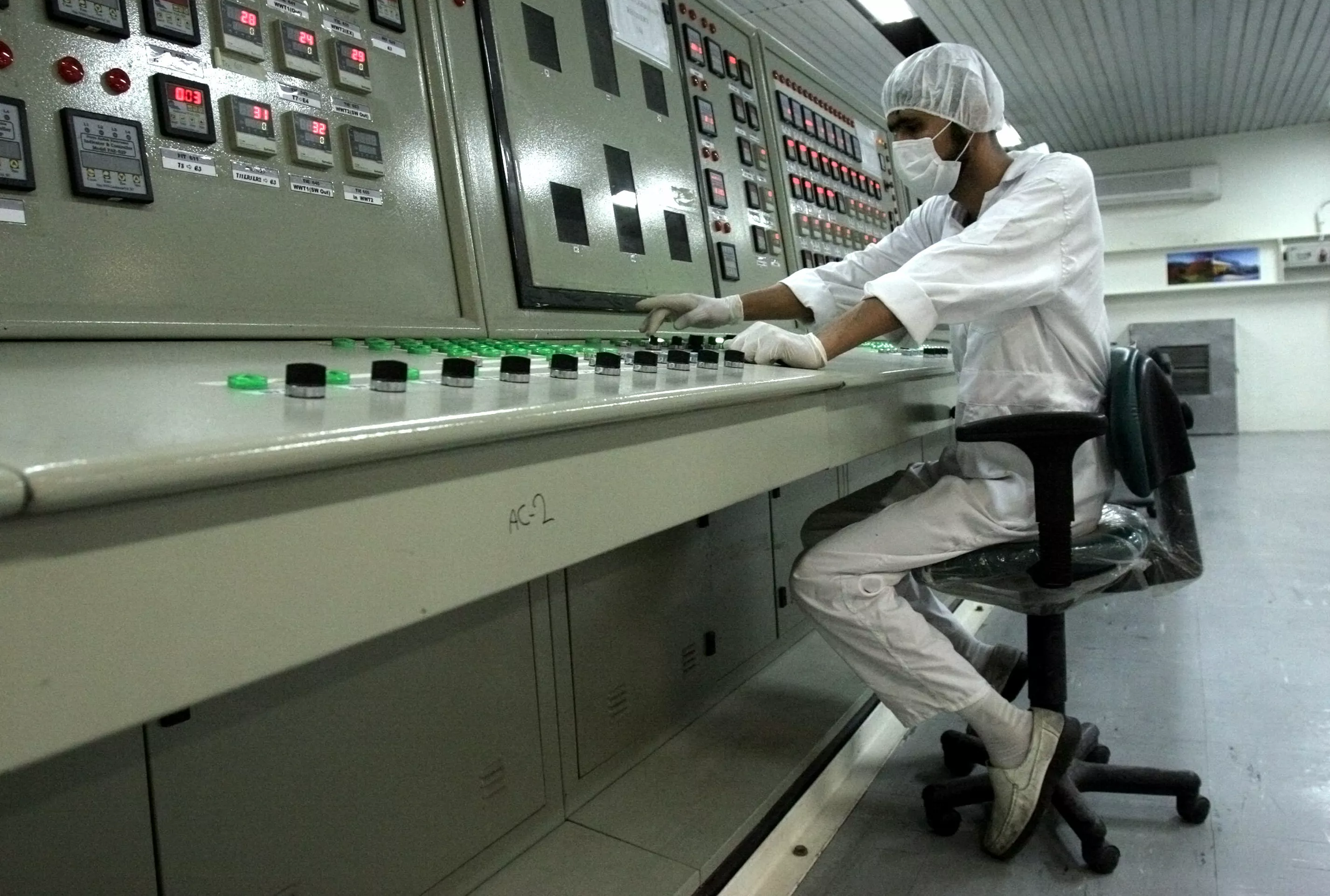 An Iranian technician works at a uranium conversion facility.