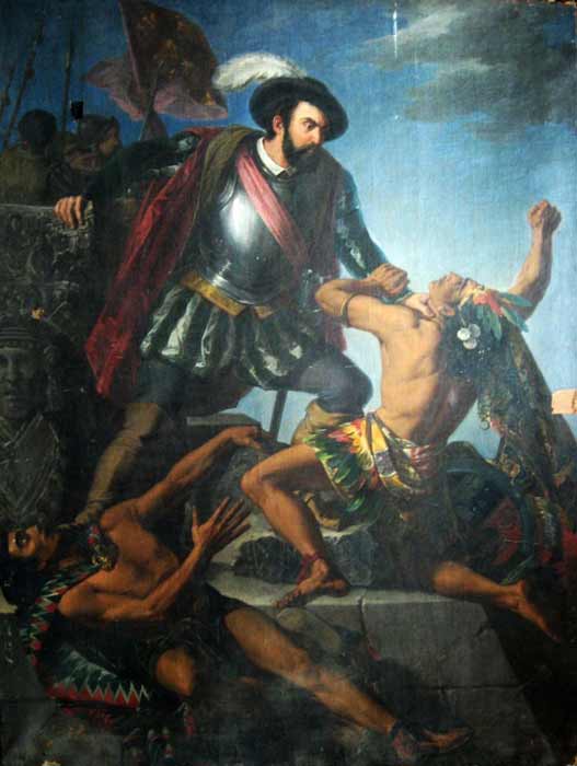 Painting of Hernán Cortés, who murdered Isabel’s father and brought the downfall of the Aztec people, fathered one of her children. (Public domain)