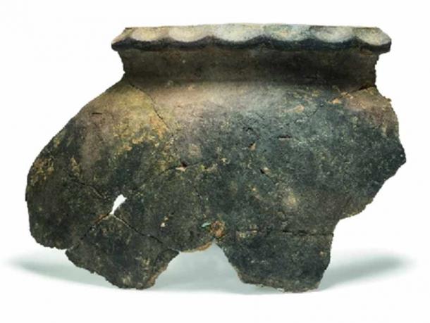 Ceramic fragments like this one from the medieval Oxford garbage dump were analyzed, using microbiological samples, to see what food remnants could be found on them. (Dunne et al. / Archaeological and Anthropological Sciences)
