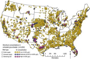 Strontium concentrations in untreated groundwater