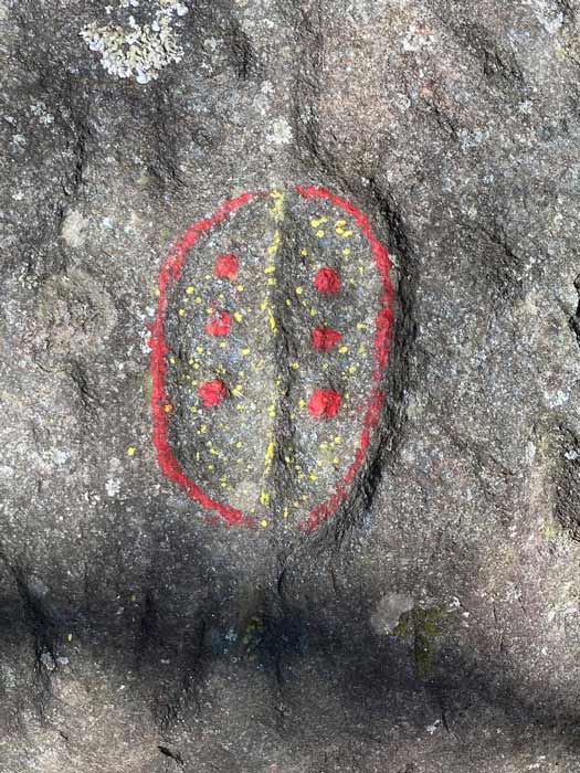 A bit of a touch up? Vandals painted on existing stone carvings in Georgia’s Trap Rock Gap. (U.S. Forest Service - Chattahoochee-Oconee National Forests)