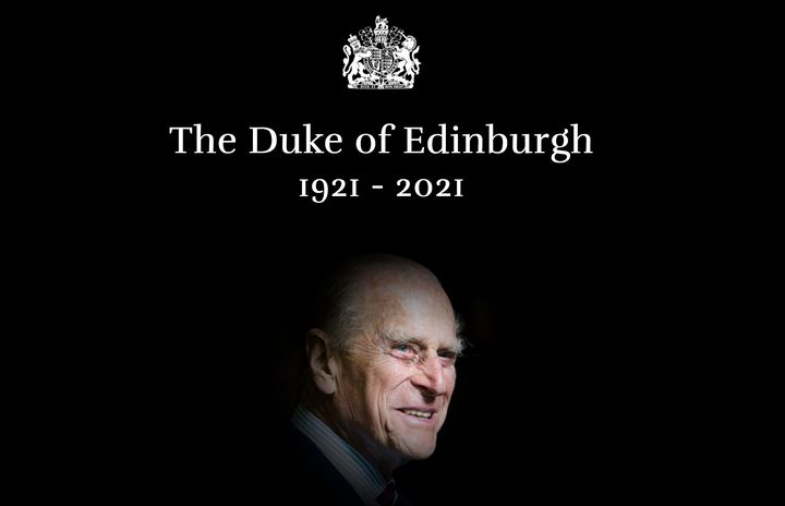 An image from the Royal Family's website announcing that the Duke of Edinburgh had died.&nbsp;