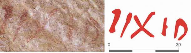 One of the red ochre inscriptions found at the Spanish Roman quarry. (Journal of Roman Archaeology)