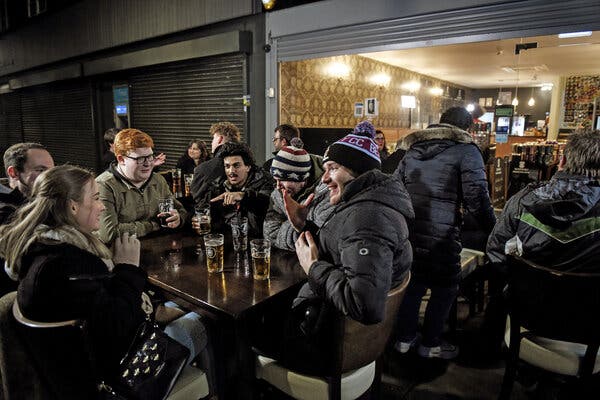 Customers at a pub in Bexleyheath, England, after a national lockdown was lifted last month.
