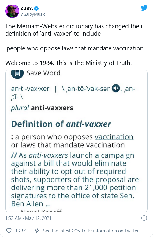 According to Merriam-Webster 79% of you are now considered ‘Anti-Vaxxers’ Image-717