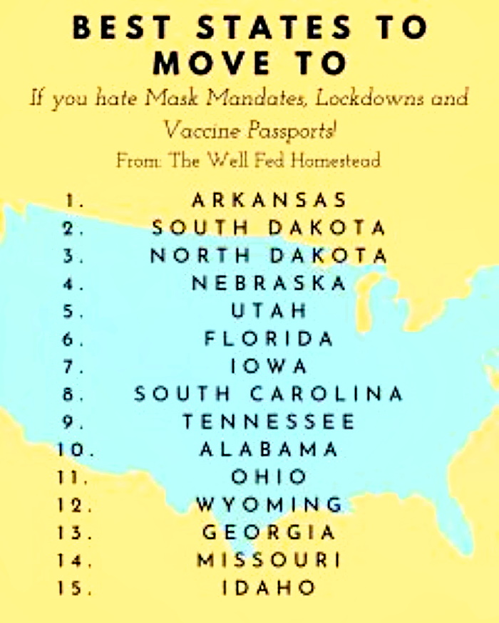 Best States to Move to if You Hate Mask Mandates, Lockdowns and Vaccine Passports 1a
