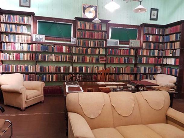 Upon restoration, the library books were returned and arranged in their original order on the shelves.