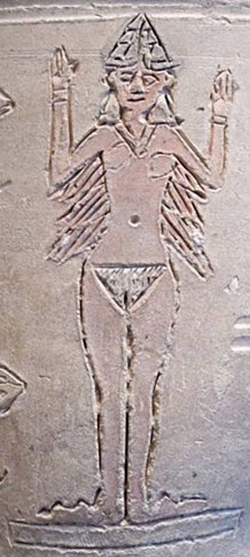 Inanna, the most prominent female deity in ancient Mesopotamia on the Ishtar Vase.