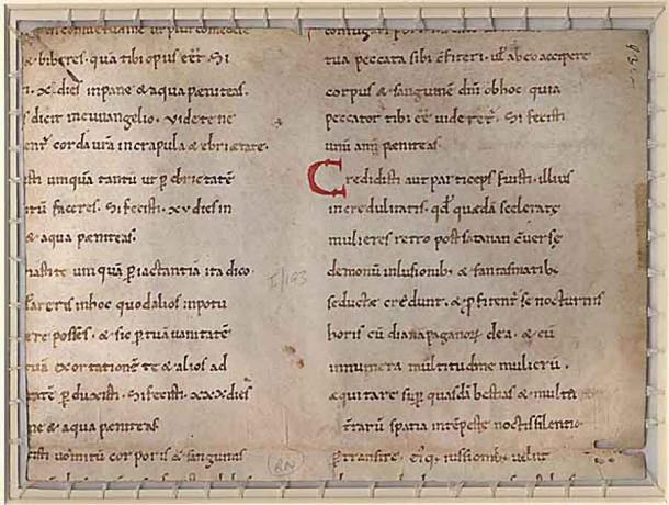 Detail of a page of a manuscript of the Decretum of Burchard of Worms (early 11th century). (Public Domain)
