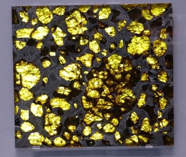 Natural History Museum, Vienna. Part of a pallasite meteorite from Fukang 