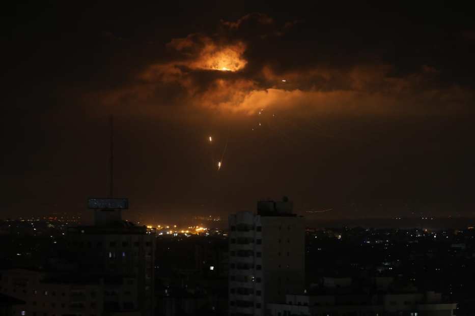 Israel's Iron Dome defence system, intercepts and neutralises missiles launched from Gaza City, Gaza after Israel hit several positions of Hamas in southern Gaza on August 20, 2020. ( Ali Jadallah - Anadolu Agency )