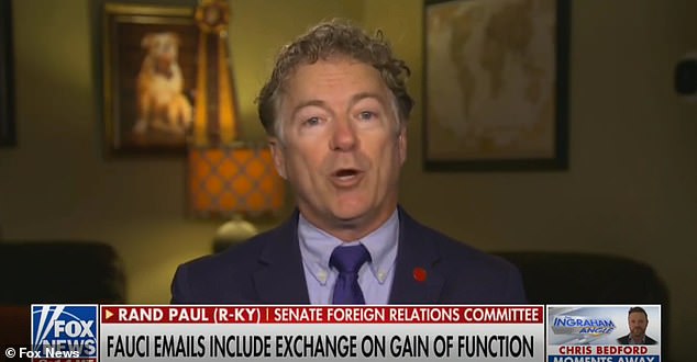 Rand Paul appeared on The Ingraham Angle where he claimed revealed emails proved Fauci may have been in-part responsible for the development of COVID-19