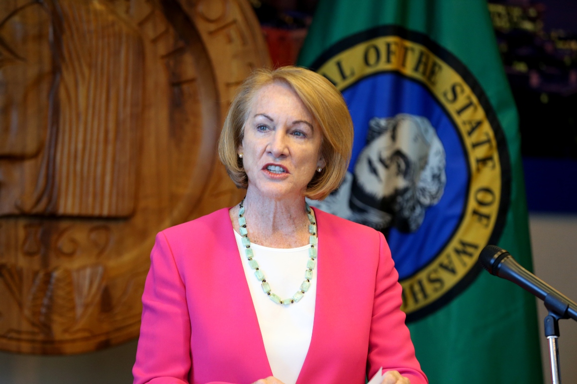 Seattle Mayor Jenny Durkan speaks at a press conference. 
