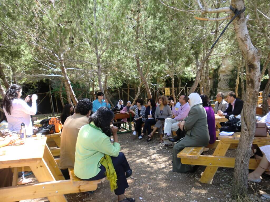 The Indigenous and Women of Color Feminist Delegation meeting with Palestinian leaders outside Nablus in 2011.