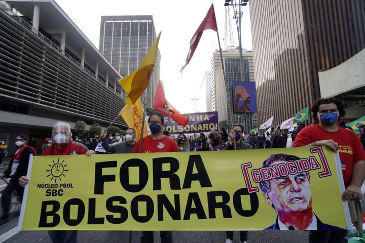 Thousands of Brazilians took to the streets Saturday to protest against President Jair Bolsonaro, who faces an investigation 