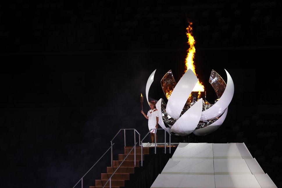 The Olympic Cauldron is lit.&nbsp;