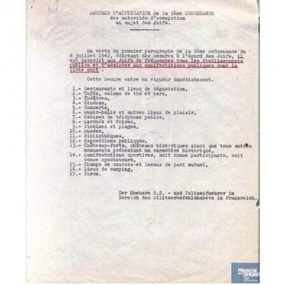 Comparisons with Nazi Germany are lazy... This is a document from Nazi occupied France, stating all the establishments that Jews were forbidden from frequenting