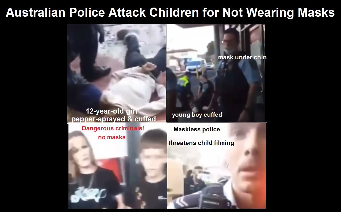 Australian Police Attacking and Pepper-Spraying Children for not Wearing Masks! Australian-police-attack-children
