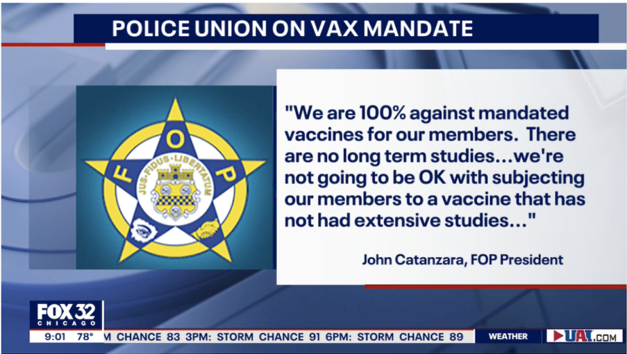 chicago police union says 'hell no' to lightfoot's covid 19 vaccine mandate fox32
