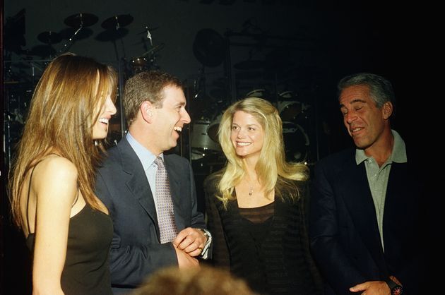 Melania Trump, Prince Andrew, Gwendolyn Beck and Jeffrey Epstein at a party at the Mar-a-Lago club in Palm Beach, Florida, on