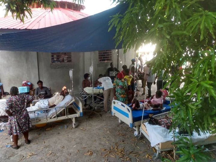 JEREMIE, HAITI - AUGUST 14: Injured people are treated in a field hospital after a 7.2 magnitude earthquake struck the countr