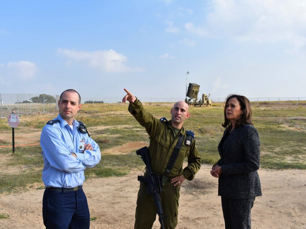 Senator Kamala Harris visits an Iron Dome missile defense battery in Israel, November 2017. (Photo: Office of Kamala Harris)