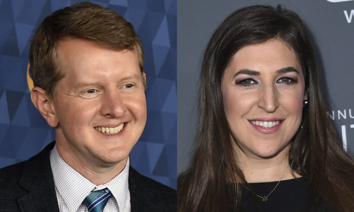 (Left) Ken Jennings appears at the 2020 ABC Television Critics Association Winter Press Tour in Pasadena, Calif., on Jan. 8, 2020. (Right) Actress Mayim Bialik appears at the 23rd annual Critics' Choice Awards in Santa Monica, Calif., on Jan. 11, 2018. (AP Photo)