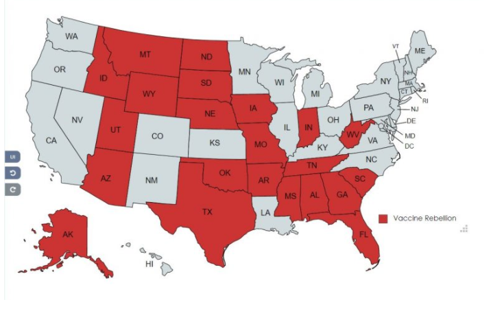Map of states that won’t comply with Covid-19 Mandate Image-973
