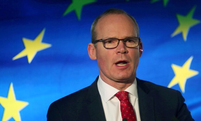 Irish Minister for Foreign Affairs Simon Coveney speaks at the launch of his party's manifesto for the Irish General Election in Dublin, Ireland on Jan. 24, 2020. (Lorraine O'Sullivan/Reuters)