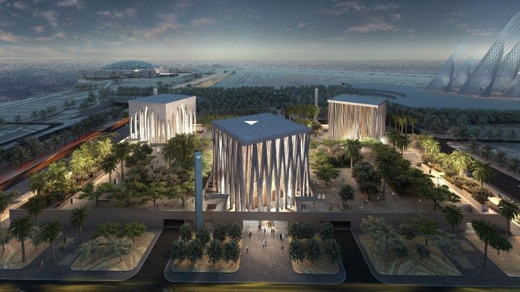 A virtual model of the future Abrahamic Family House in Abu Dhabi.