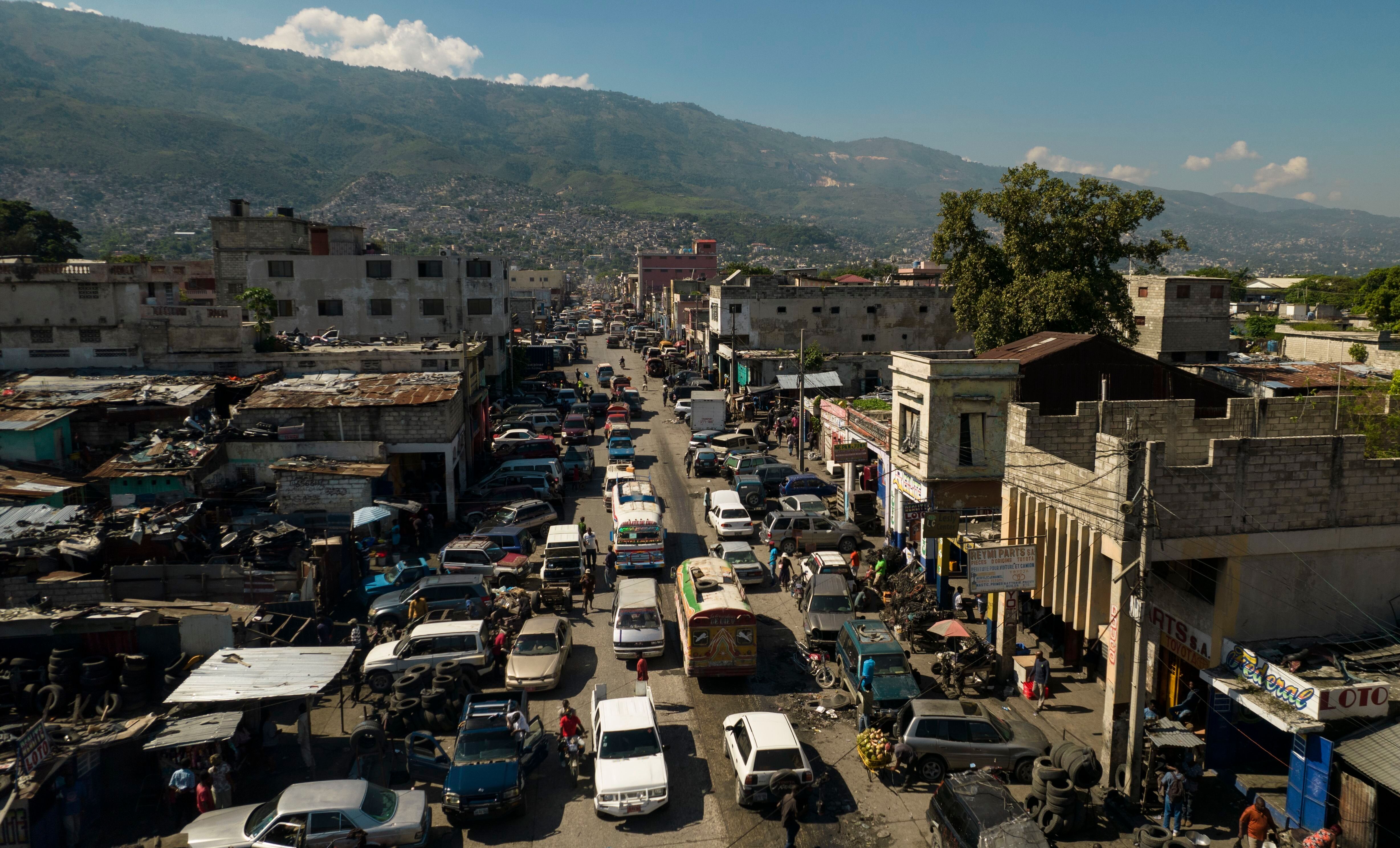 A bird's eye view of downtown Port-au-Prince, Haiti, Thursday, Sept. 30, 2021. (AP Photo/Rodrigo Abd)