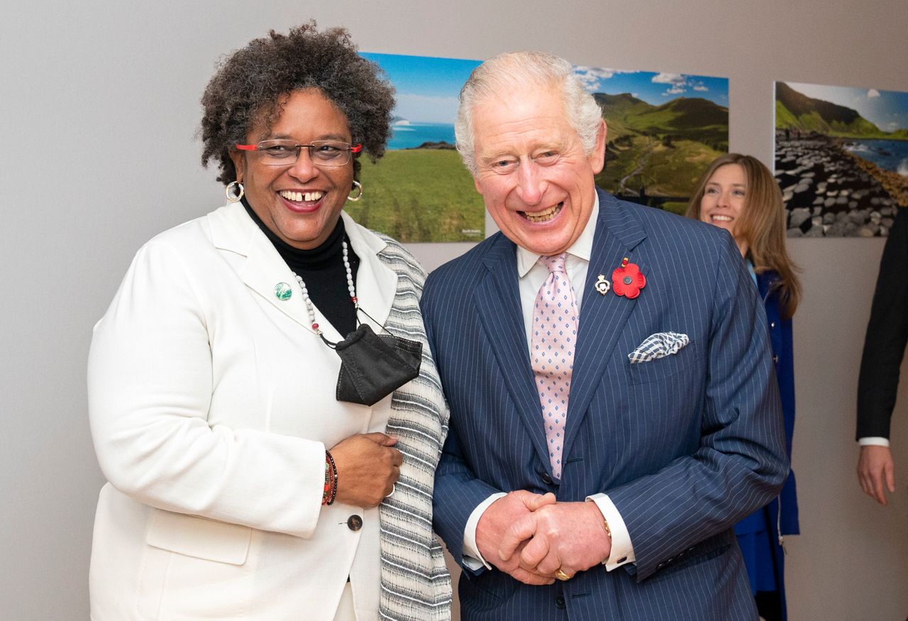 Mottley (left) has invited Prince Charles to be a guest of honor at Barbados' celebration of its changeover to a republic.