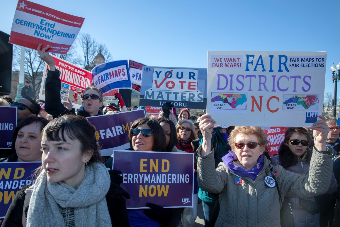 Protesters attends a rally for &quot;Fair Maps&quot; on March 26, 2019, in Washington, D.C.