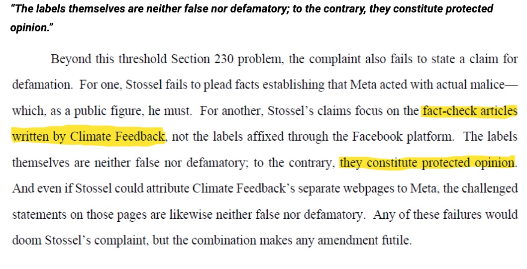 facebook court filing admits 'fact checks' are just a matter of opinion