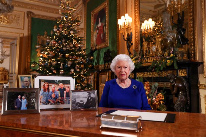 The queen records her annual Christmas broadcast in Windsor Castle in 2019.
