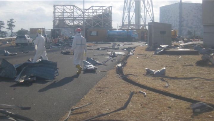 Rubble was scattered all over due to the hydrogen explosion (Photo: TEPCO).
