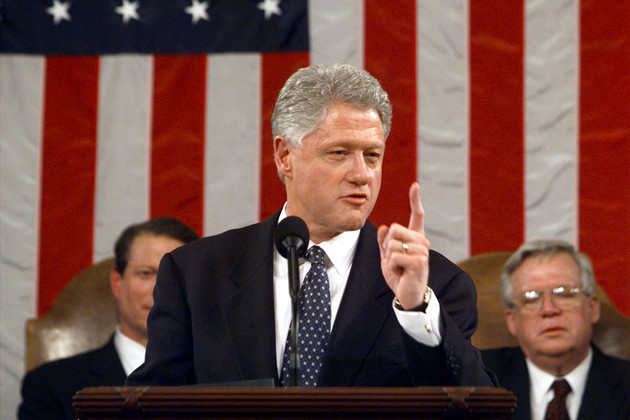 President Bill Clinton gives his State of the Union address.