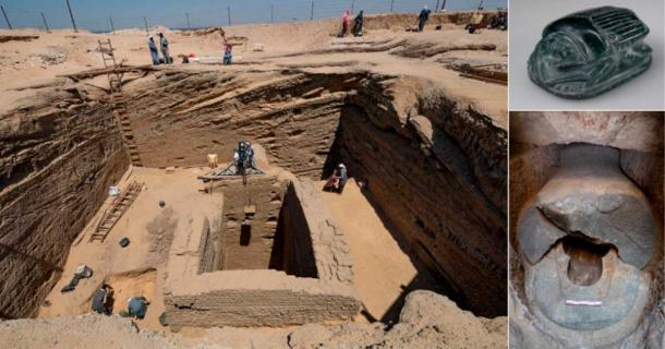 Egyptian commander’s tomb, sarcophagus and grave goods uncovered at Abusir, Egypt. Source: Egyptian Ministry of Antiquities