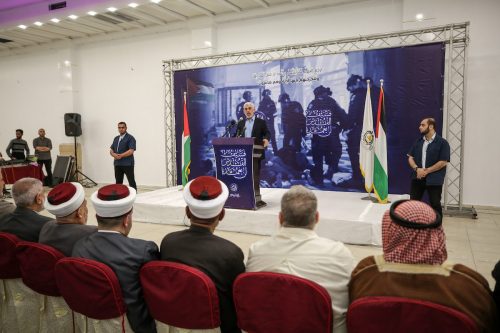 Yahya Sinwar, the head of Hamas in Gaza in Gaza City, Gaza on April 30, 2022 [Ali Jadallah/Anadolu Agency]