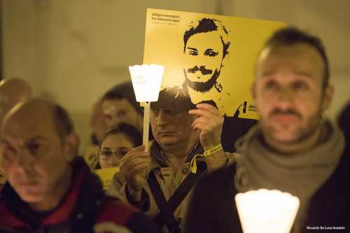 Image of the candlelight procession for Italian student Giulio Regeni in Rome, Italy [Riccardo De Luca/Anadolu]